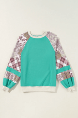 Printed Round Neck Long Sleeve Blouse - Trendsi - Flyclothing LLC