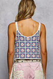 POL Scalloped Edge Cropped Crochet Cami with Granny Square Pattern - Trendsi - Flyclothing LLC
