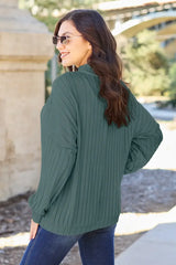 Basic Bae Full Size Ribbed Exposed Seam Mock Neck Knit Top - ShopBasicbae - Flyclothing LLC