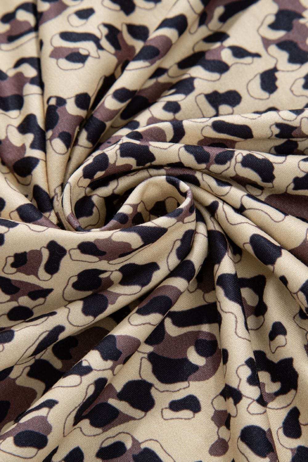 Slit Leopard Round Neck Long Sleeve Sweatshirt - Trendsi - Flyclothing LLC