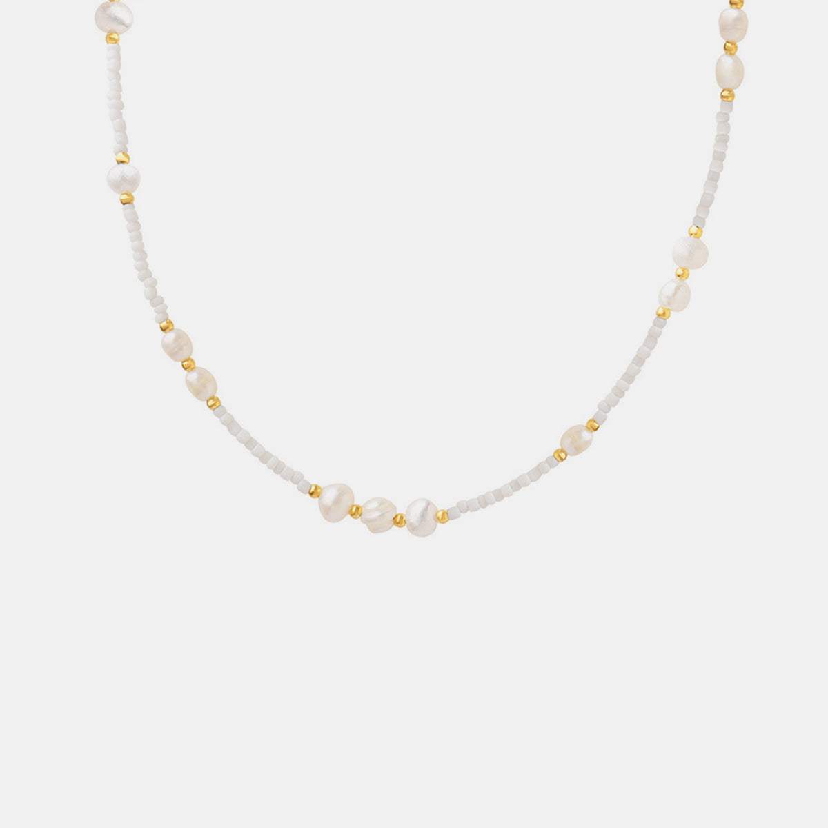 Titanium Steel Glass Bead Pearl Necklace - Trendsi - Flyclothing LLC