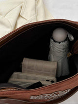 Suede Patch Adjustable Strap Tote Bag - Trendsi - Flyclothing LLC