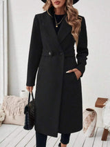 Full Size Elegant Lapel Collar Belted Coat with Pockets Plus Size - Trendsi - Flyclothing LLC
