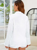 Button Up Long Sleeve Top and Shorts Set - Trendsi - Flyclothing LLC
