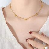 Titanium Steel Zircon Heart Necklace - Trendsi - Flyclothing LLC