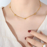Titanium Steel Zircon Heart Necklace - Trendsi - Flyclothing LLC
