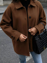 Single-Breasted Raglan Sleeve Outerwear - Trendsi - Flyclothing LLC