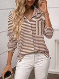 Striped Button Up Long Sleeve Shirt - Trendsi - Flyclothing LLC