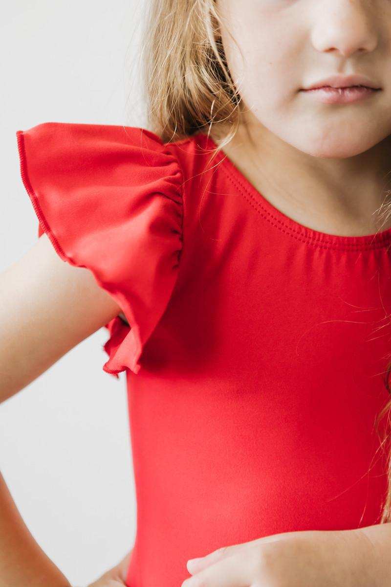 Red S/S Flutter Sleeve Leotard - Mila & Rose ® - Flyclothing LLC