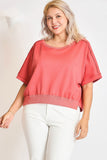 Umgee Full Size Lightweight Cropped Sweatshirt Plus Size - Trendsi