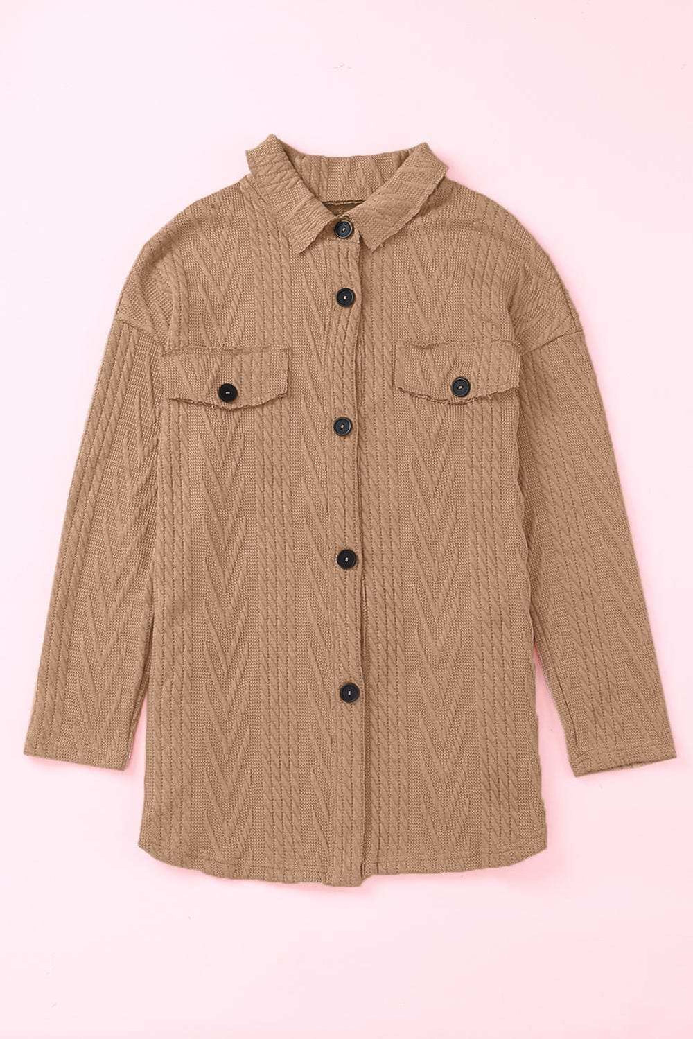 Button Up Drop Shoulder Jacket - Trendsi - Flyclothing LLC