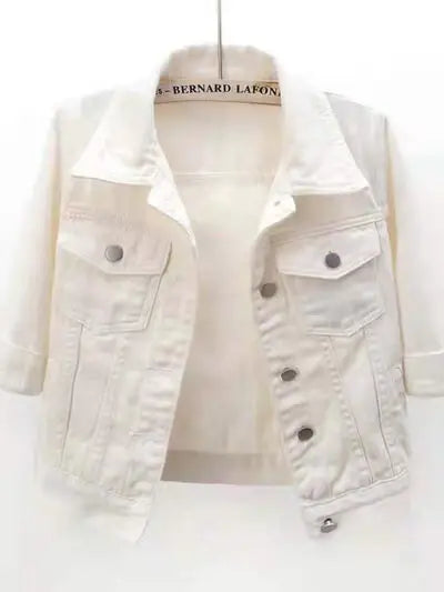 Full Size Cropped Denim Jacket Plus Size - Trendsi - Flyclothing LLC