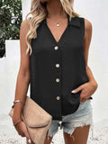 Full Size Johnny Collar Button Up Tank - Trendsi - Flyclothing LLC