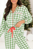 Plaid Collared Neck Long Sleeve Top and Pants Set - Trendsi - Flyclothing LLC