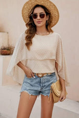 Swiss Dot Round Neck Blouse - Trendsi - Flyclothing LLC
