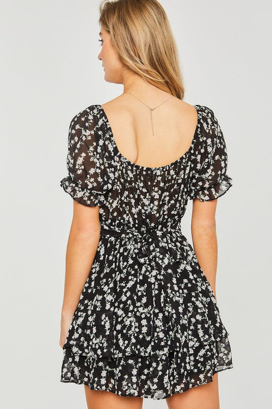 Love Tree Ditsy Floral Short Sleeve Romper - Trendsi