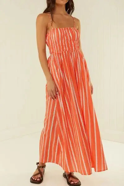 Striped Square Neck Cami Dress - Trendsi - Flyclothing LLC