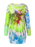 Full Size Tie-Dye Round Neck Long Sleeve Dress - Trendsi - Flyclothing LLC