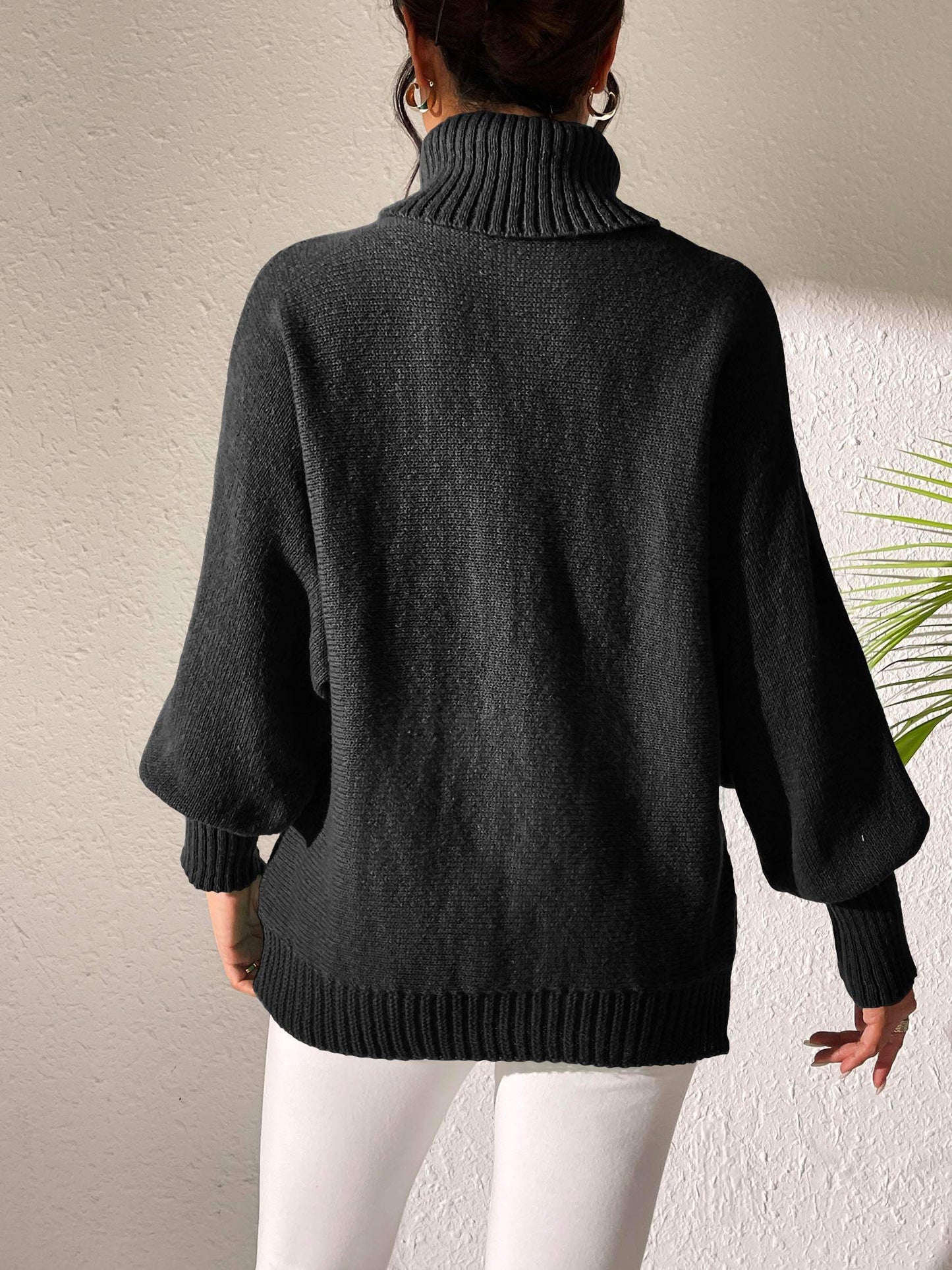 Turtleneck Long Sleeve Sweater - Trendsi - Flyclothing LLC