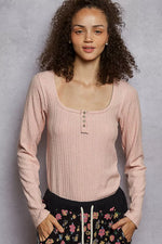 POL Square Neck Cropped Knit Top with Curved Hem - Trendsi - Flyclothing LLC
