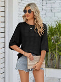 Openwork Round Neck Knit Top - Trendsi - Flyclothing LLC