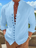 Men's Full Size Button Front Long Sleeve Shirt Plus Size - Trendsi - Flyclothing LLC