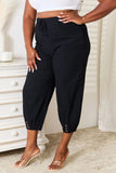 Shiny Decorative Button Cropped Pants - Trendsi