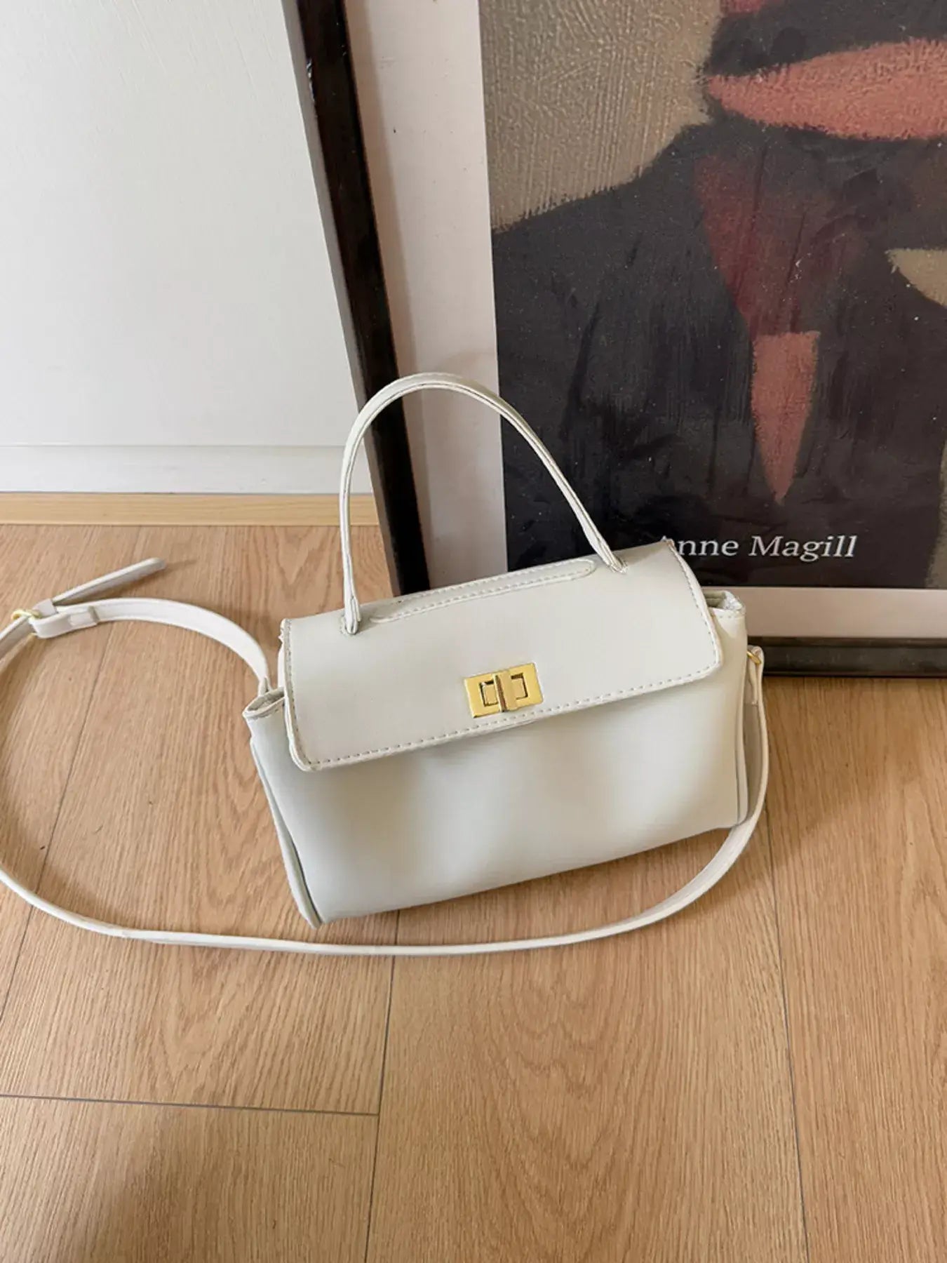 Golden Clasp Leather Crossbody Bag - Trendsi - Flyclothing LLC