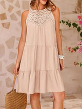 Ruffled Hem Lace Sleeveless Dress - Trendsi - Flyclothing LLC