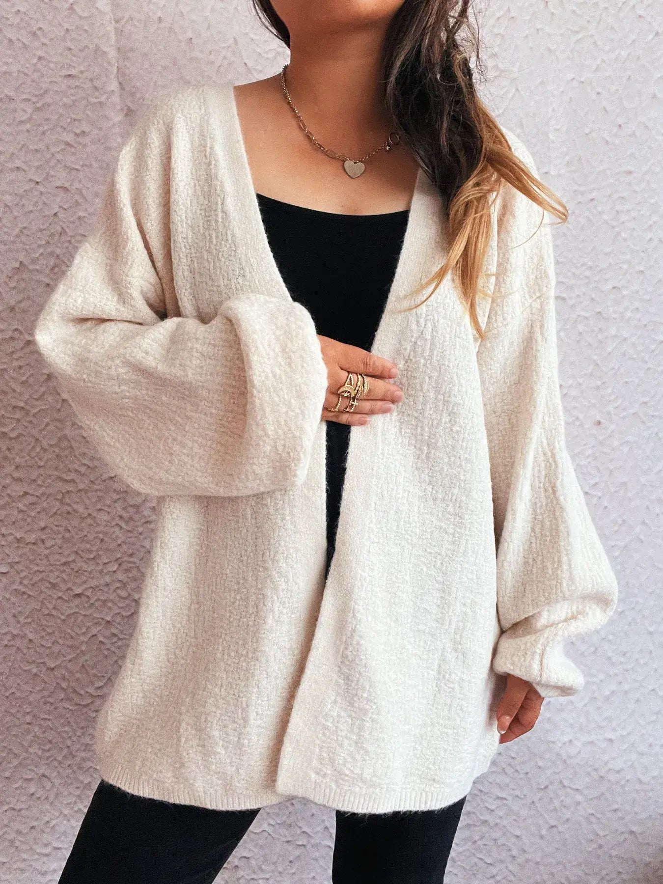 Open Front Long Sleeve Cardigan - Trendsi - Flyclothing LLC