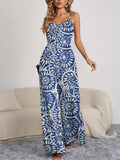 Decorative Button Spaghetti Strap Wide Leg Jumpsuit - Trendsi - Flyclothing LLC