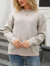Bow-Back Round Neck Sweater - Trendsi - Flyclothing LLC