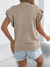 Openwork Round Neck Cap Sleeve Knit Top - Trendsi - Flyclothing LLC
