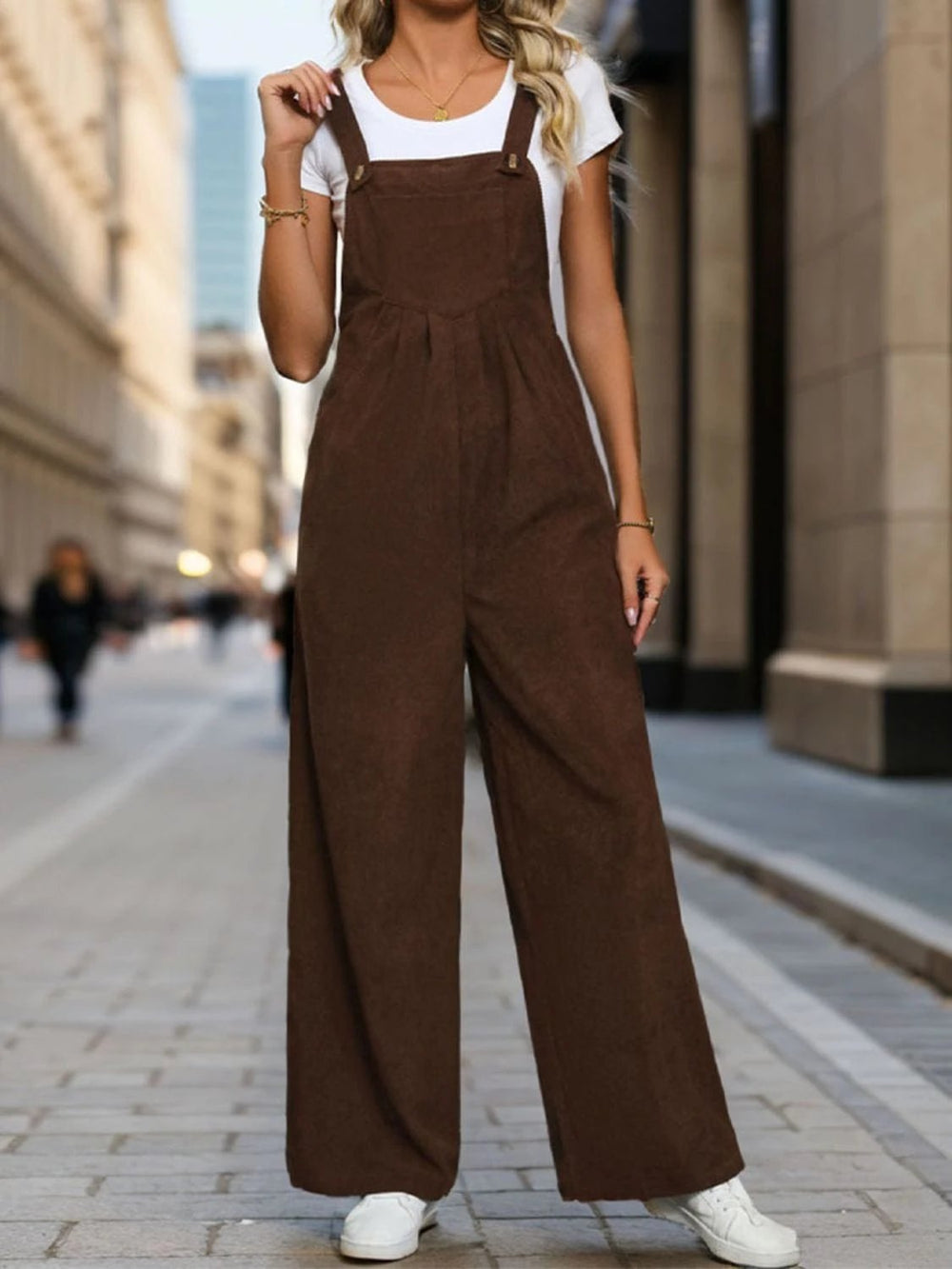 Square Neck Wide Strap Overalls - Trendsi