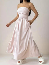 Striped Strapless Casual Maxi Dress - Trendsi - Flyclothing LLC