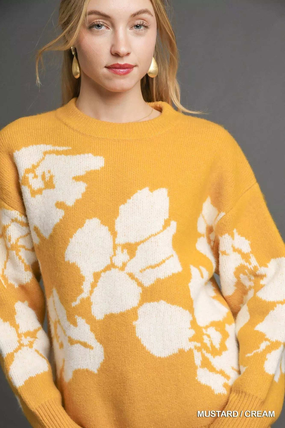 Umgee Floral Long Sleeve Sweater - Trendsi - Flyclothing LLC