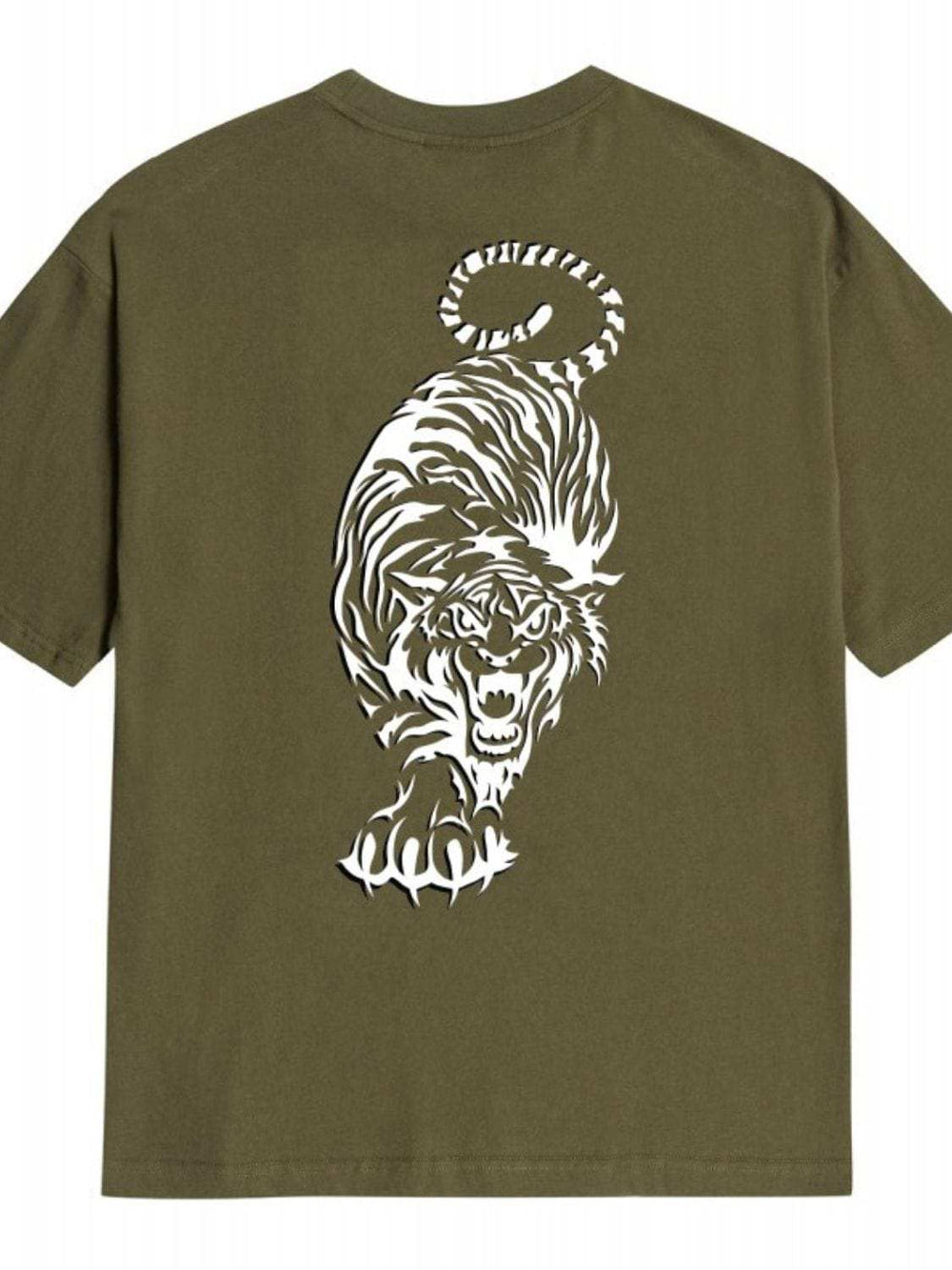Men's Plus Size Tiger Round Neck Short Sleeve T-Shirt - Trendsi - Flyclothing LLC