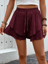 Tied Layered High Waist Shorts - Trendsi - Flyclothing LLC