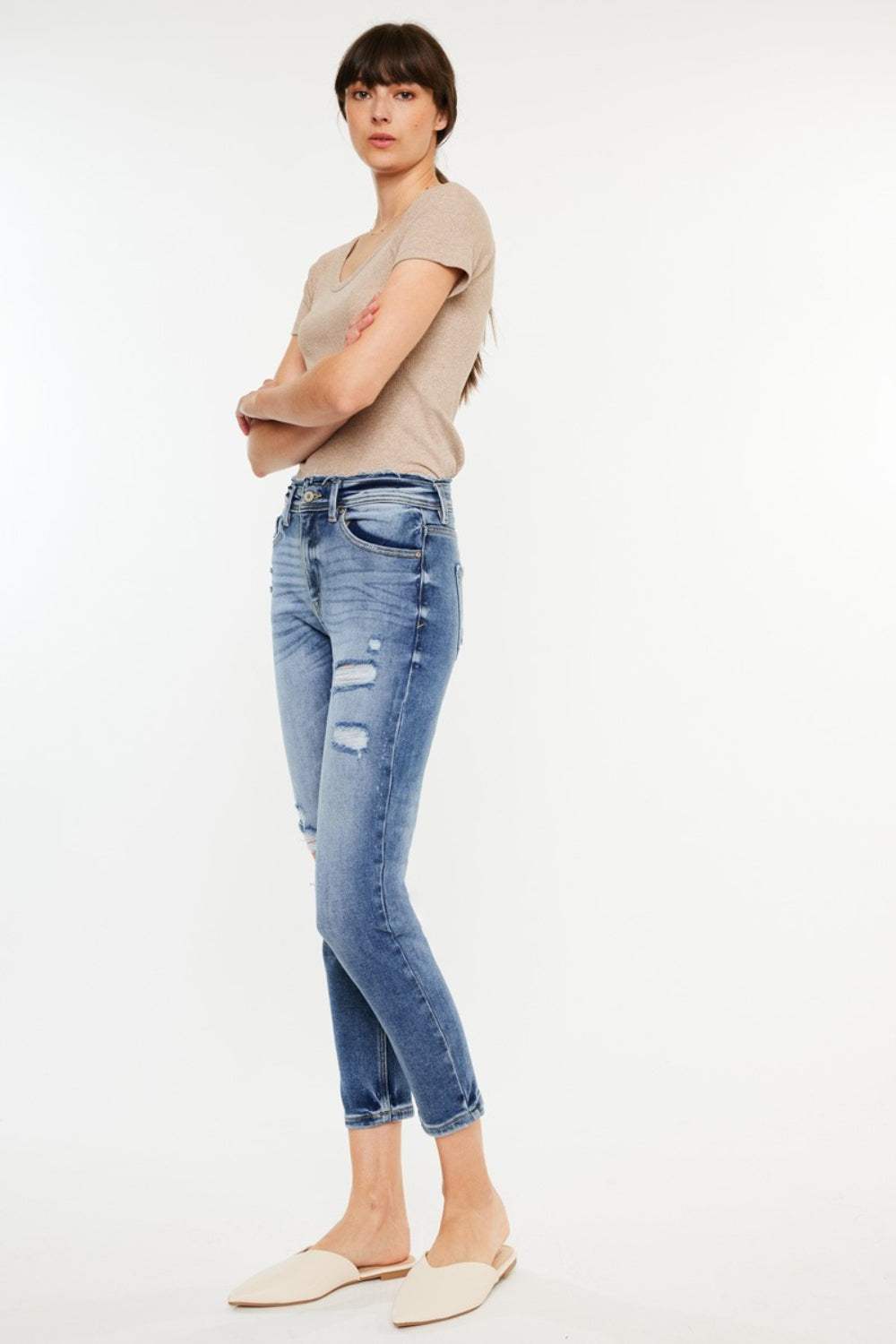 Kancan High Rise Distressed Mom Jeans - Trendsi - Flyclothing LLC