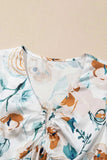 Floral Print Puff Sleeve V Neck Babydoll Blouse - Trendsi - Flyclothing LLC