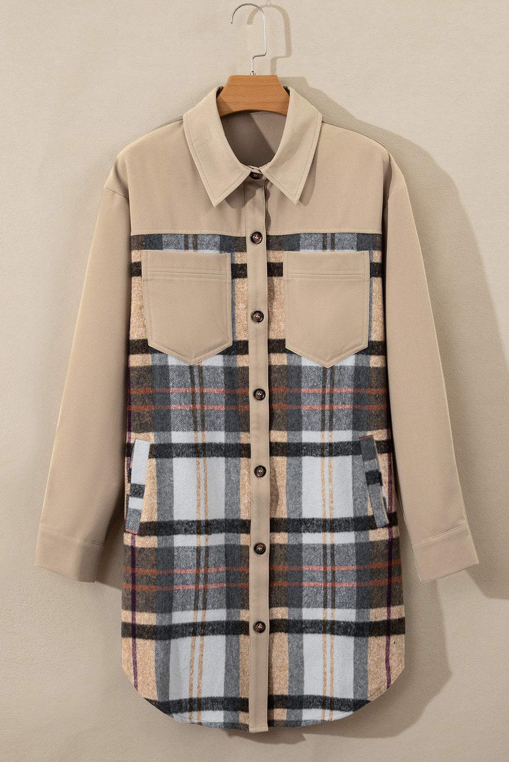 Pocketed Plaid Long Sleeve Mini Shirt Dress - Trendsi - Flyclothing LLC