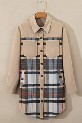 Pocketed Plaid Long Sleeve Mini Shirt Dress - Trendsi - Flyclothing LLC