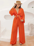 Plus Size Lace Detail Long Sleeve Top and Pants Set - Trendsi - Flyclothing LLC