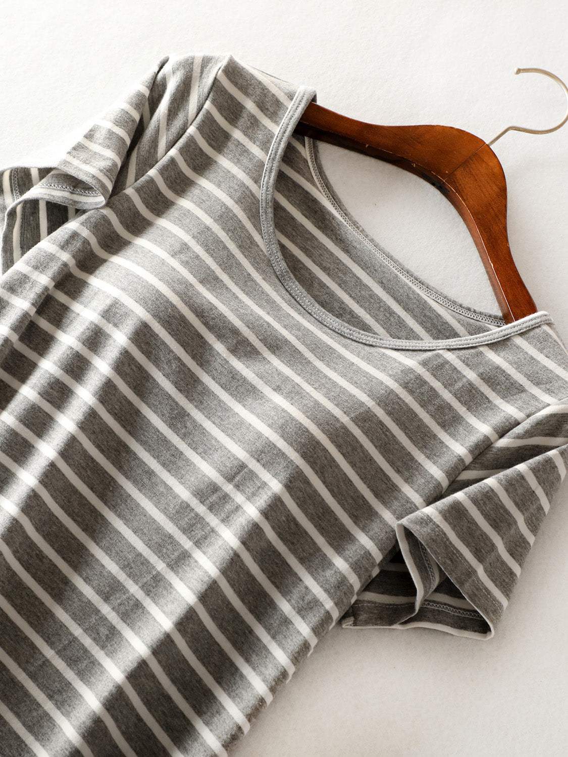 Striped Round Neck Short Sleeve Dress - Trendsi - Flyclothing LLC