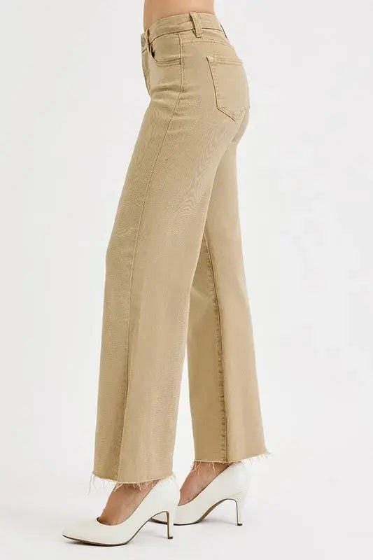 RISEN Full Size Raw Hem Wide Leg Jeans Plus Size - Trendsi - Flyclothing LLC