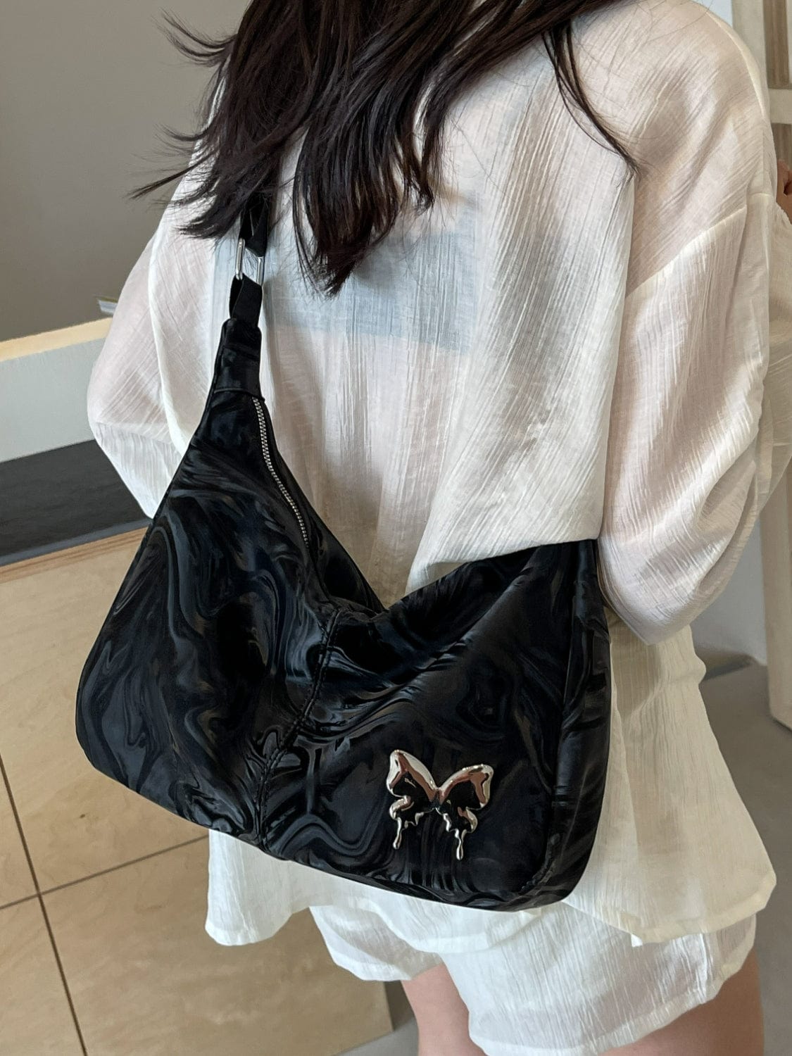 PU Leather Adjustable Strap Shoulder Bag - Trendsi
