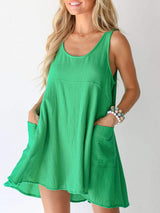 Devine Tied Scoop Neck Wide Strap Mini Dress - Trendsi - Flyclothing LLC