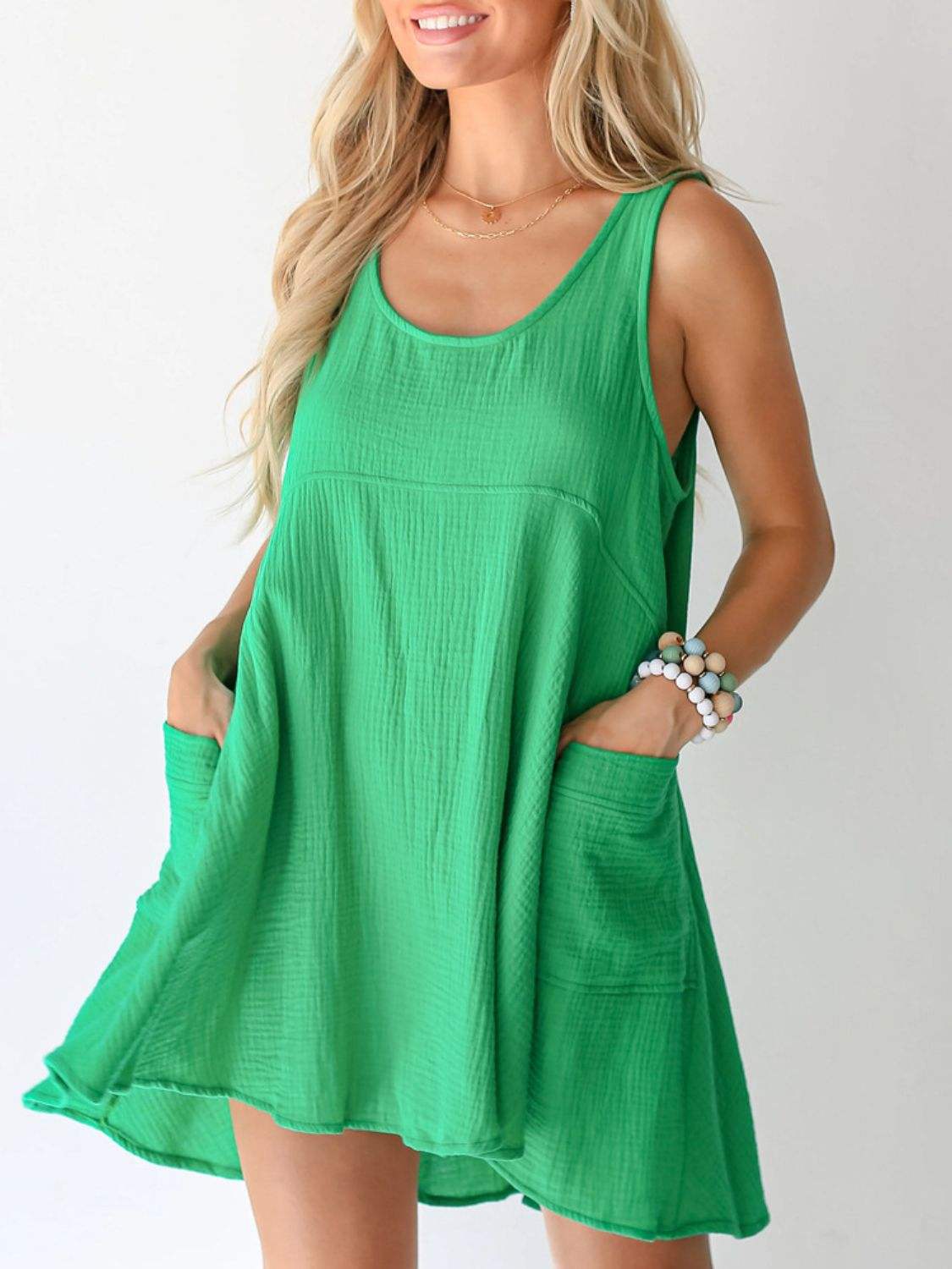 Devine Tied Scoop Neck Wide Strap Mini Dress - Trendsi - Flyclothing LLC