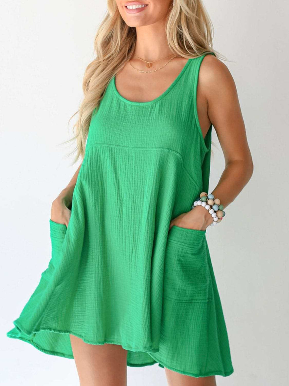 Devine Tied Scoop Neck Wide Strap Mini Dress - Trendsi - Flyclothing LLC