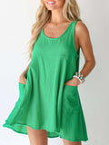 Devine Tied Scoop Neck Wide Strap Mini Dress - Trendsi - Flyclothing LLC